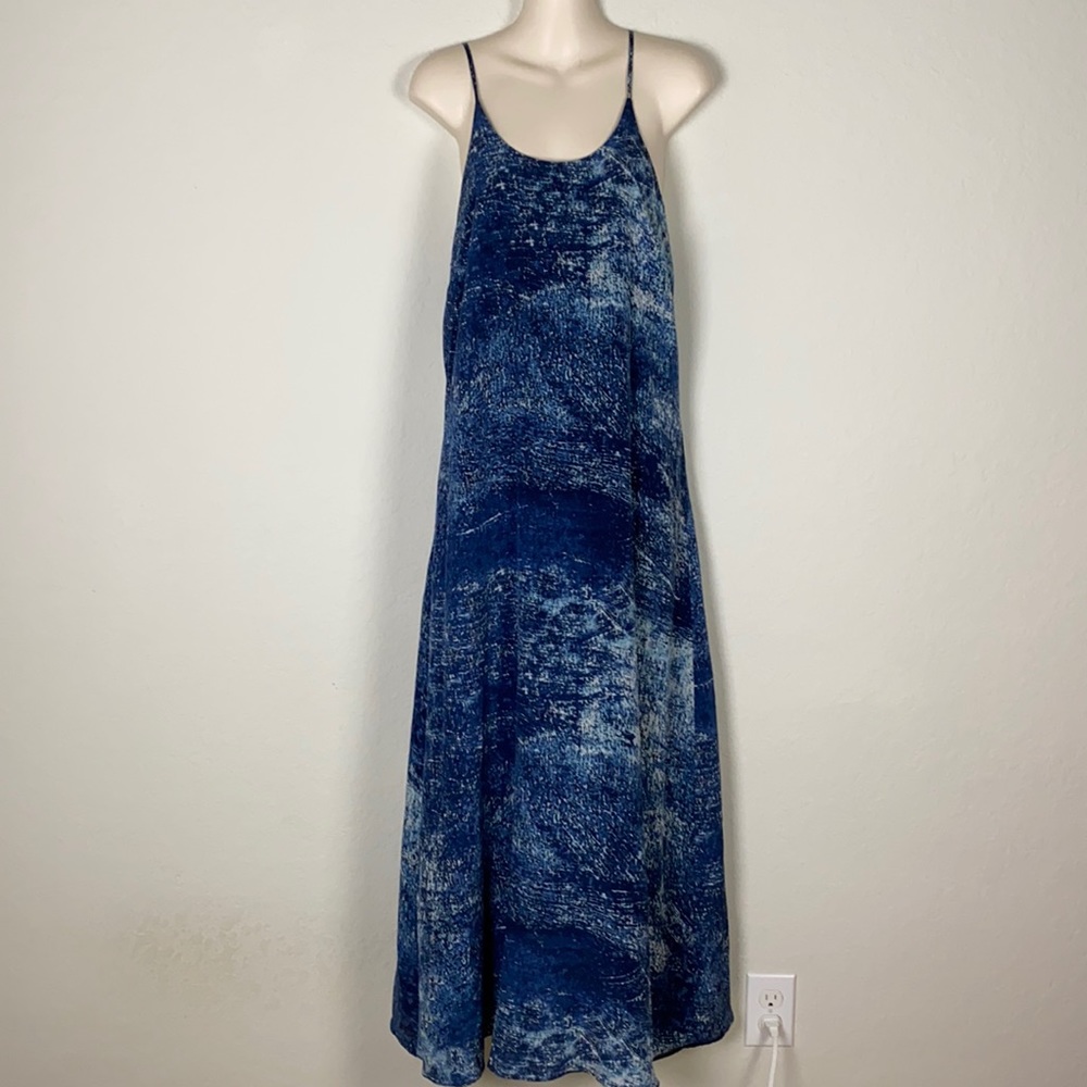 Anthropologie Navy Blue Tie-Dye Maxi Dress - Picture 3 of 9